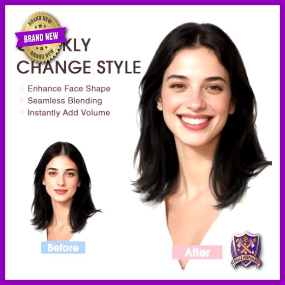 Human Hair Topper Clip In 11 Inch Lace Base Bangs Daily Wear Lightweight - Picture 5 of 6